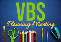 VBS Planning Meeting - picture of craft tools such as scissors, colored pencils, paint brushes
