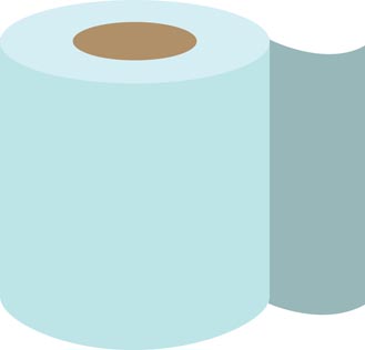 roll of blue toilet paper