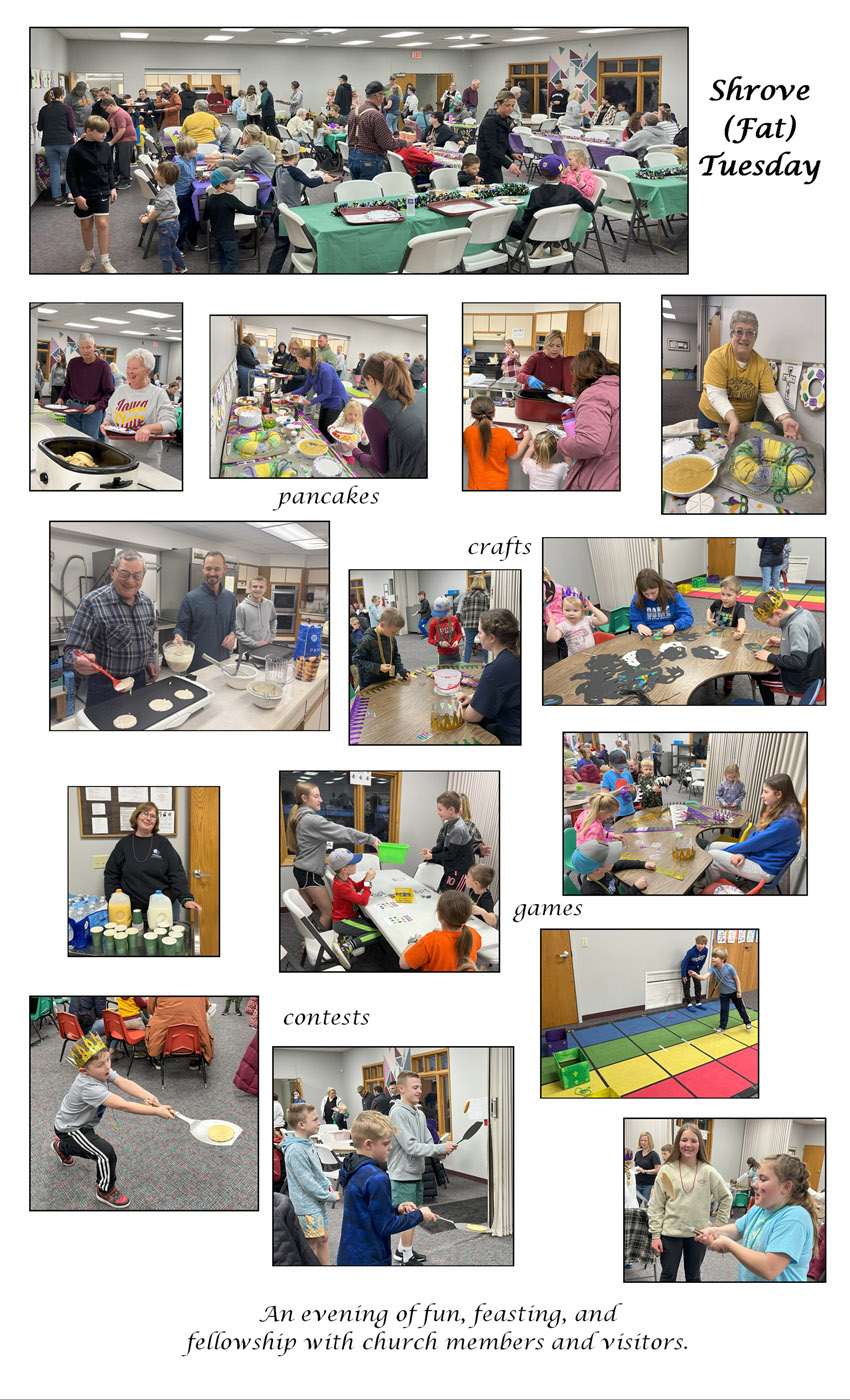 Shrove Tuesday fun:  food, pancake-flipping, beads, and fellowship